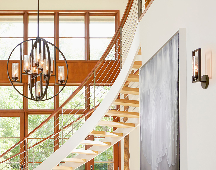 Chandelier with table with Windows