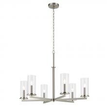  44013NI - Crosby 21.75" 6-Light Chandelier with Clear Glass in Brushed Nickel