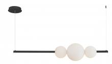  10024PN-BL-ORB - Linear Bar Pendant with Up-Down Illumination with 3 Opal Glass Orb's