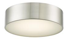  30031FM-BN-Bongo - 12" Metal Cylinder and Frosted Glass Flushmount with High Output Dimmable LED