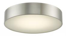  30032FM-BN-Bongo - 16" Metal Cylinder and Frosted Glass Flushmount with High Output Dimmable LED