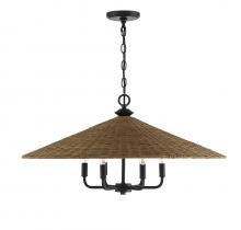  7-7772-6-180 - Eman 6-Light Pendant in Matte Black with Dark Rattan