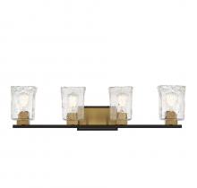  8-1720-4-143 - Sidney 4-Light Bathroom Vanity Light in Matte Black with Warm Brass Accents