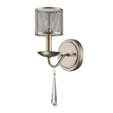  IN41001WG - Rita 1-Light Washed Gold Sconce With Wire Mesh Shade And Crystal Accent