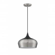  PF130-SN/BLK - ORIAN 1-Light Satin Nickel & Black Pendant