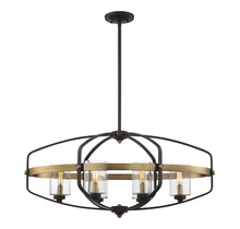  1-8042-6-79 - Kirkland 6-Light Linear Chandelier in English Bronze and Warm Brass