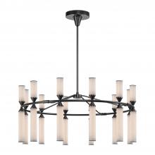  CH348038UBFR - Edwin 38-in Urban Bronze/Frosted Ribbed Glass LED Chandeliers