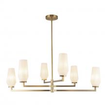  CH424135BGOP - Krysta 35-in Brushed Gold/Opal Glass 6 Lights Chandelier