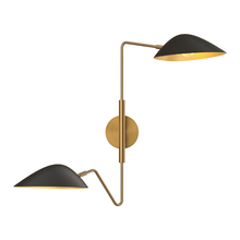  WV550224MBAG - Oscar 6-in Aged Gold/Matte Black 2 Lights Wall/Vanity