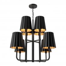  CH528830MB - Plisse 30-in Matte Black 8 Lights Chandeliers