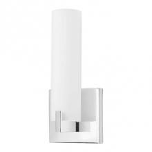  601484CH-LED - Single Lamp Led Wall Sconce With White Opal Glass Cylinder, Metal Details In Brushed Nickel Or