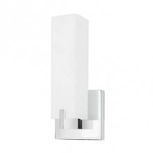  601485CH-LED - Single Lamp Led Wall Sconce With Square Shaped White Opal Glass, Metal Details In Brushed Nickel