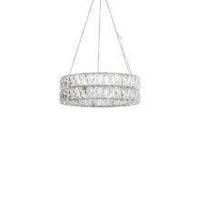  CH78220 (3000K) - Aircraft Cable Suspended Pendant With A Double Circular Ring Of Diamond Cut Clear Crystal Glass