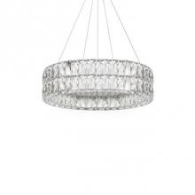  CH78232 (4000K) - Aircraft Cable Suspended Pendant With A Double Circular Ring Of Diamond Cut Clear Crystal Glass