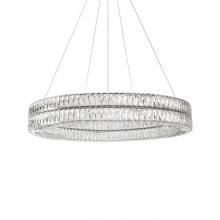  CH78241 (4000K) - Aircraft Cable Suspended Pendant With A Double Circular Ring Of Diamond Cut Clear Crystal Glass