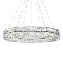  CH78259 (3000k) - Aircraft Cable Suspended Chandelier With A Double Circular Ring Of Diamond Cut Clear Crystal