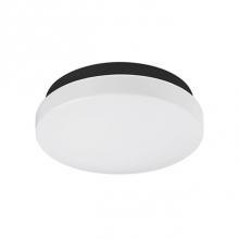  FM9711-BK - Single Led Flush Mount Ceiling Fixture With Round White Opal Acrylic. Metal Details In Silver