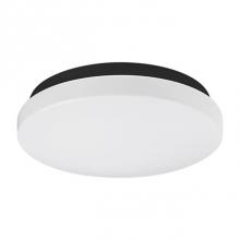  FM9714-BK - Single Led Flush Mount Ceiling Fixture With Round White Opal Acrylic. Metal Details In Silver