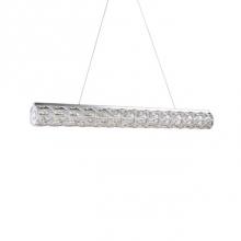  LP7842 (3000k) - Single Linear Led Cylinder Pendant, With Exquisite Diamond Cut Clear Crystals Which Reflects The