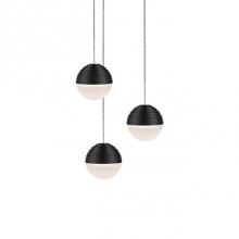  MP10503-BK - Round Downward Light Led Multi-Pendant With Three Stratum Sphere Shaped Cast Aluminum And