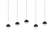  MP10505-BK - Linear Downward Light Led Multi-Pendant With Five Stratum Sphere Shaped Cast Aluminum And