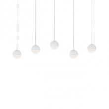  MP10505-WH - Linear Downward Light Led Multi-Pendant With Five Stratum Sphere Shaped Cast Aluminum And