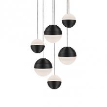  MP10506-BK - Round Downward And Upward Light Led Multi-Pendant With Six Stratum Sphere Shaped Cast Aluminum