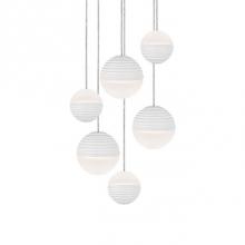  MP10506-WH - Round Downward And Upward Light Led Multi-Pendant With Six Stratum Sphere Shaped Cast Aluminum