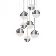  MP10509-BN - Round Downward And Upward Light Led Multi-Pendant With Nine Stratum Sphere Shaped Cast Aluminum