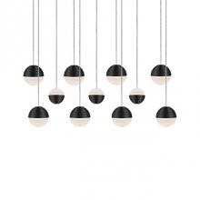  MP10511-BK - Linear Downward And Upward Light Led Multi-Pendant With Eleven Stratum Sphere Shaped Cast