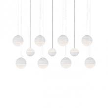  MP10511-WH - Linear Downward And Upward Light Led Multi-Pendant With Eleven Stratum Sphere Shaped Cast