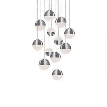  MP10512-BN - Round Downward And Upward Light Led Multi-Pendant With Twelve Stratum Sphere Shaped Cast Aluminum