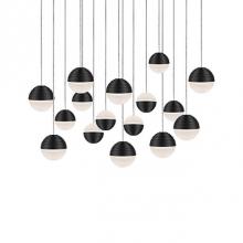  MP10516-BK - Square Downward And Upward Light Led Multi-Pendant With Sixteen Stratum Sphere Shaped Cast