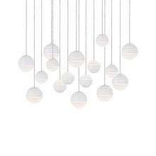  MP10516-WH - Square Downward And Upward Light Led Multi-Pendant With Sixteen Stratum Sphere Shaped Cast