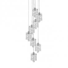  MP2708-CH - Dazzling Round Eight Led Multi-Pendant With Each Pendant Having Rounded Square Clear Glass.