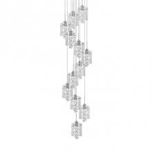  MP2712-CH - Dazzling Round Twelve Led Multi-Pendant With Each Pendant Having Rounded Square Clear Glass.