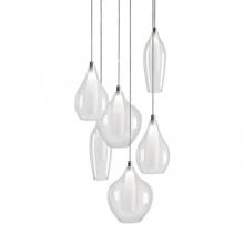  MP3006 - Simplistic Elegant Round Six Multi Led Pendant With Three Styles Of Clear Outer Glass And Frosted