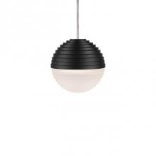  PD10501-BK - Single Downward Led Pendant With A Stratum Sphere Shaped Cast Aluminum With Matching Heavy Gauge