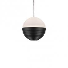  PD10502-BK - Single Upward Light Led Pendant With A Stratum Sphere Shaped Cast Aluminum With Matching Heavy