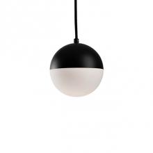  PD11706-BK - Single Led Retro Styled Orb Shaped Pendant.  The Top Semi Sphere Is Painted Black Metal Which