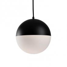  PD11710-BK - Single Led Retro Styled Orb Shaped Pendant.  The Top Semi Sphere Is Painted Black Metal Which