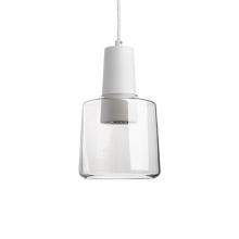  PD12506-CL - Retro Yet Stylish Single Led Pendant With Clear Glass And White Metal Housing Or Smoked