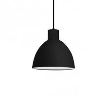  PD1706-BK - Single Led Pendant With A Heavy Plated Metal Dome Shaped Shade. Matching Colored Cloth Covered