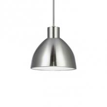  PD1706-BN - Single Led Pendant With A Heavy Plated Metal Dome Shaped Shade Available In Brushed Nickel,