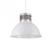  PD2612-WH - Single Led Pendant With Colored Dome Shade Available In Either; Matte Black Exterior With Gold