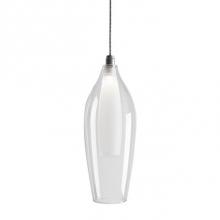  PD3004 - Simplistic Elegant Single Led Pendant With A Slender Drop Clear Outer Glass And Frosted Inner