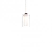  PD41304-BN - Single Led Pendant Fixture With Cylindrical Glass Shade Plus Concentric Cylindrical Diffuse White