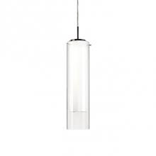  PD41305-BN - Single Led Pendant Fixture With Cylindrical Glass Shade Plus Concentric Cylindrical Diffuse White