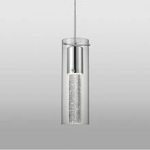  PD4401-CH - Single Lamp Led Pendant With Encased Crystal Bubbles In A Clear Glass Shade With Chrome