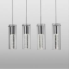  PD4404-CH - Four Lamp Led Pendant With Encased Crystal Bubbles In A Clear Glass Shade With Chrome